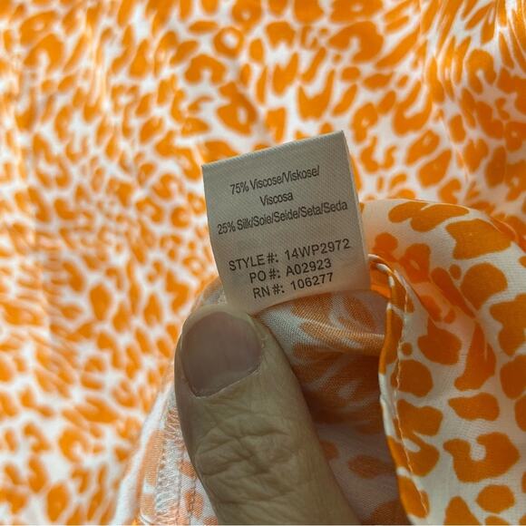 Hale Bob Orange Leopard Print Viscose/Silk Women's Top Medium EUC - Picture 6 of 6